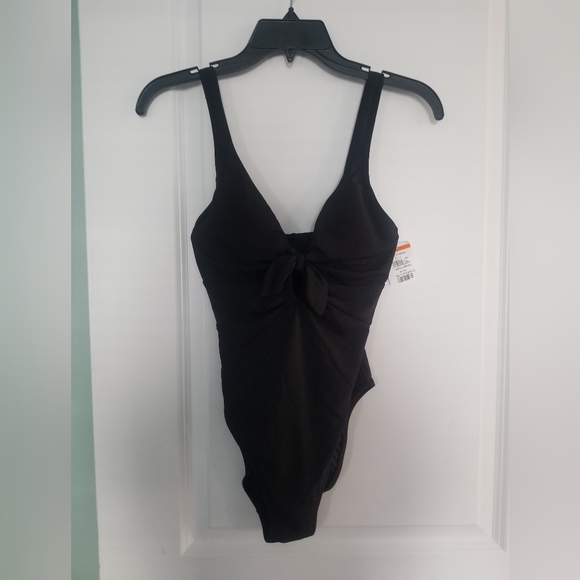 New Robin Piccone Ava Knot One Piece Swimsuit in Black Size 4 - Picture 2 of 7